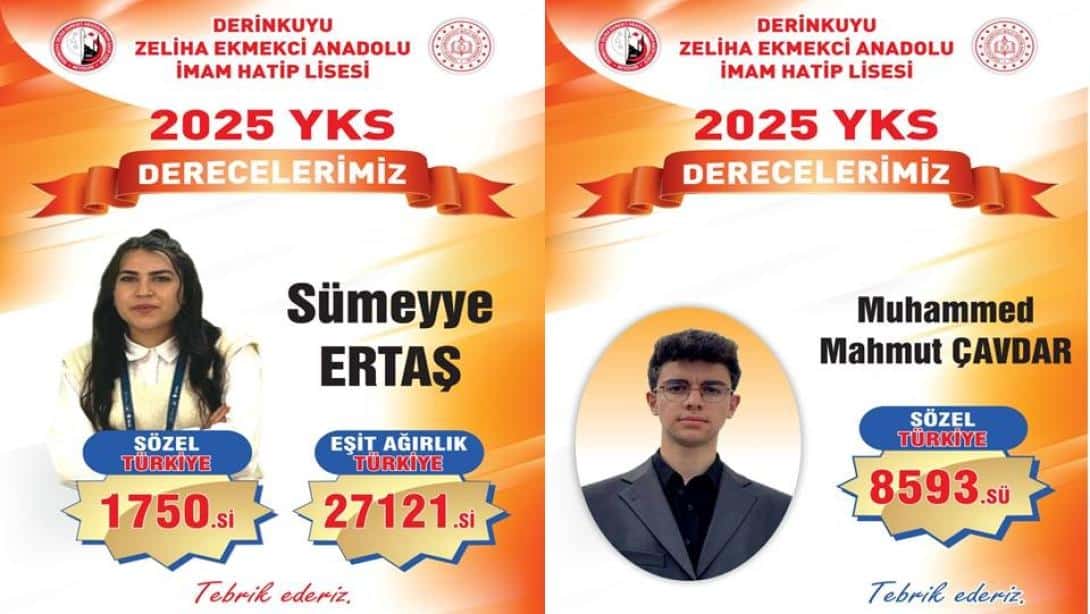 2025 YKS DERECELERİMİZ